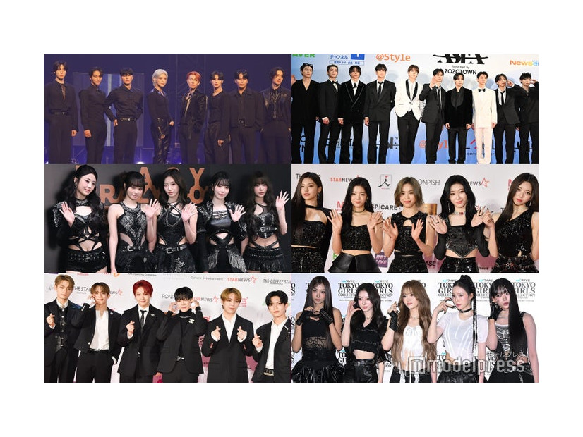 （左上から時計回りに）ATEEZ、THE BOYZ、LITZY、MEOVV、E SSERAFIM、VERIVERY（C）モデルプレス