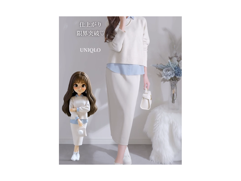 どの色も使える【ユニクロ】ふんわり優秀ニット。「白」で作る大人のやさしげ冬スタイル【40代の毎日コーデ】