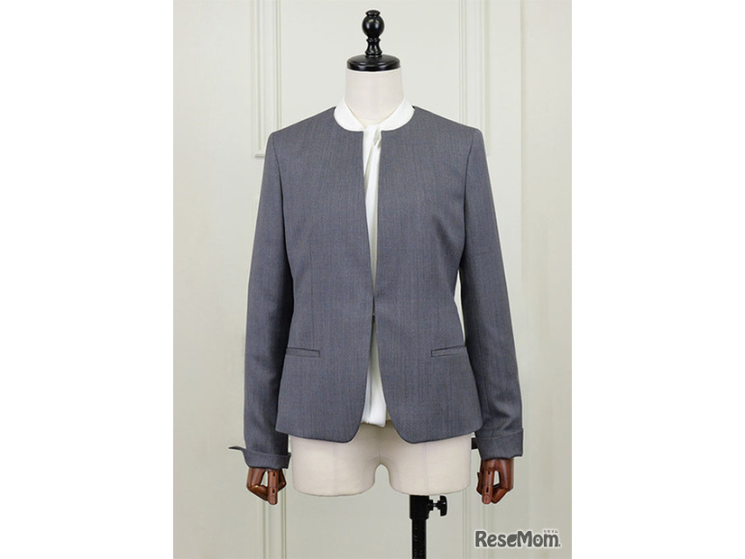 「レディースノーカラークルーネック（丸襟）ジャケット」