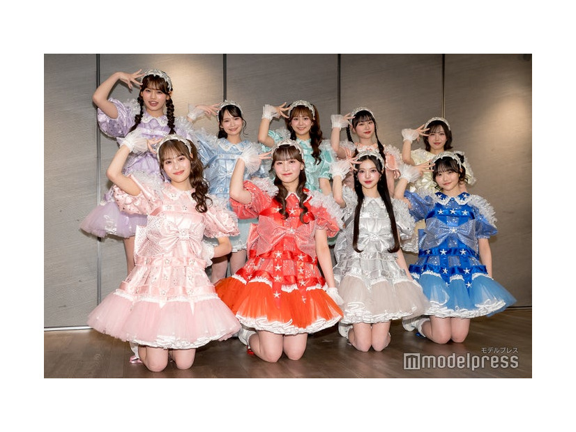 MORE STAR（後列左から）萩田そら、高梨ゆな、鈴木花梨、新井心菜、笹原なな花（前列左から）森田あみ、山本るしあ、中山こはく、遠藤まりん（（C）モデルプレス