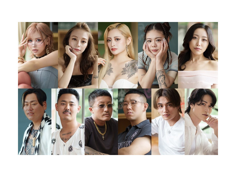 （上段左から）きぃーちゃん、Baby、おとさん、てかりん、あも（下段左から）ヤンボー、タックル、つーちゃん、ミルク、二世、てんてん／Netflixリアリティシリーズ「ラヴ上等」12月9日(火)より独占配信開始