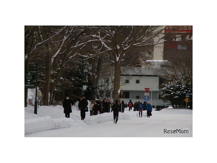 北海道大学試験場（札幌キャンパス）2026年1月17日 共通テスト1日目のようす