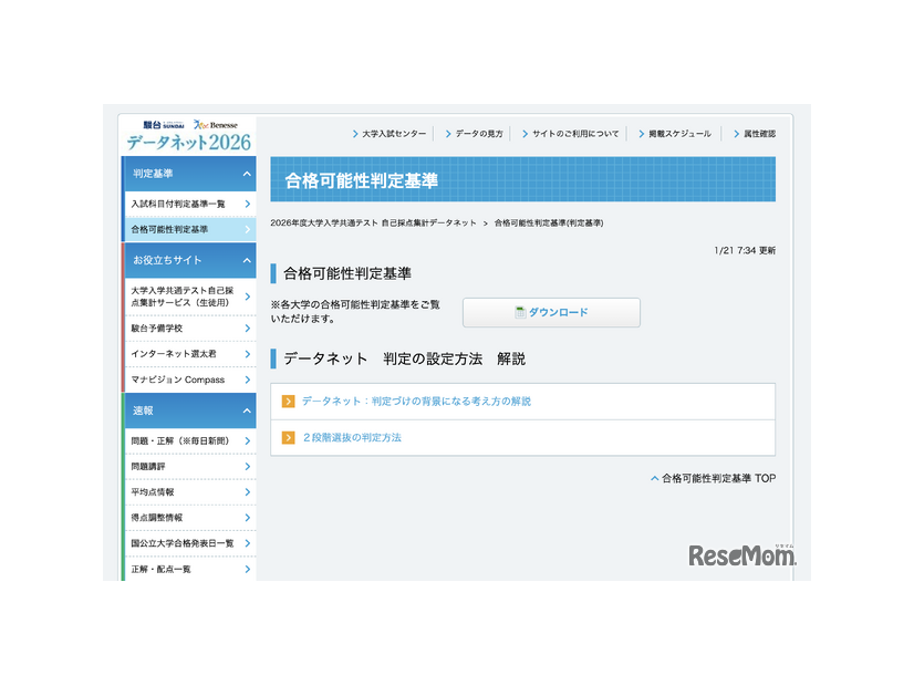 【共通テスト2026】データネット「合格可能性判定基準」…東大（理三）合格可能性60％ラインは930点