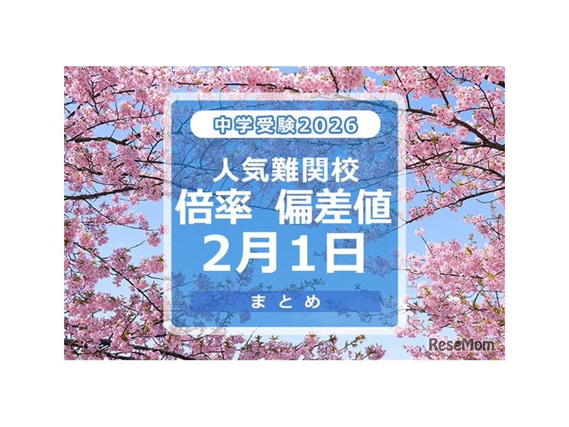 中学受験2026　倍率・偏差値2月1日