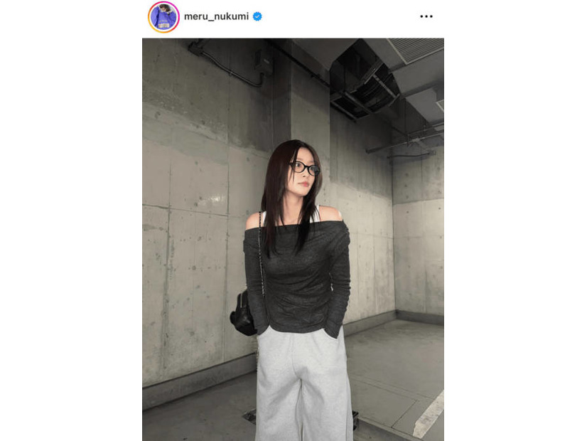 「脚長すぎる」めるる、ほっそり美肩見せのグレーコーデに反響「めちゃ似合ってる」