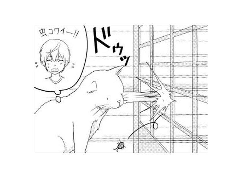 こわがりな弟のため、虫を退治したねこまた！ 一緒に障子が破れて、兄に怒られそう…【ウチの百鬼夜行 #９】