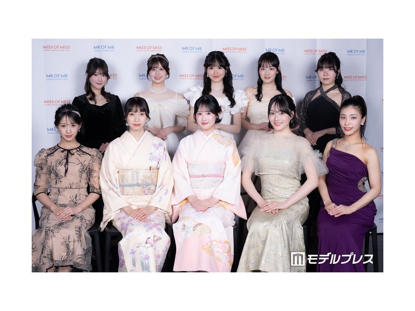 （前列左から）本田沙夢利さん、小木沙穂里さん、伊藤凌華さん、田中葵さん、齋藤真奈海さん（恒例左から）中本帆南さん、江川萌奈さん、田口心晴さん、大塚雛美さん、石井優衣さん（C）モデルプレス