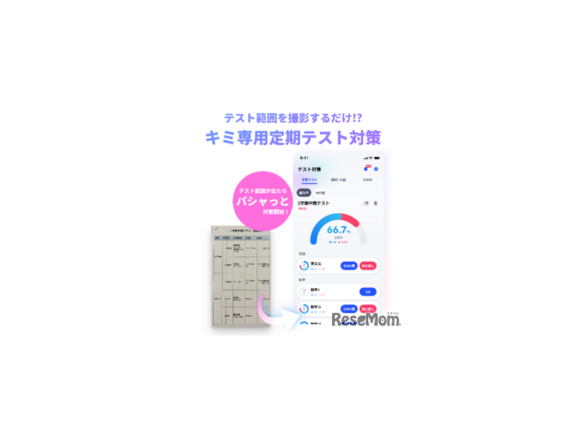 テスト範囲から最適な学習計画を導くAIテスパ機能