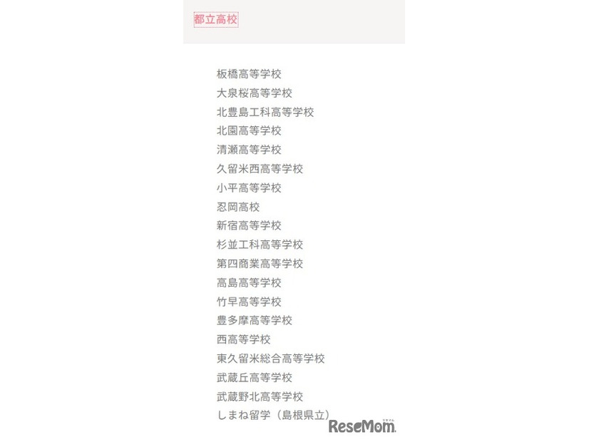 参加校：都立高校