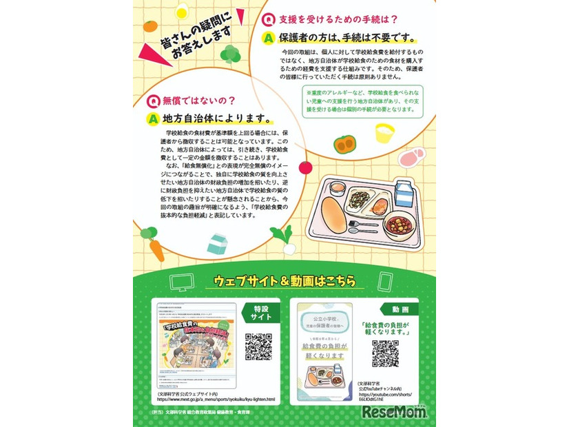 「学校給食費の抜本的な負担軽減」デジタルチラシ