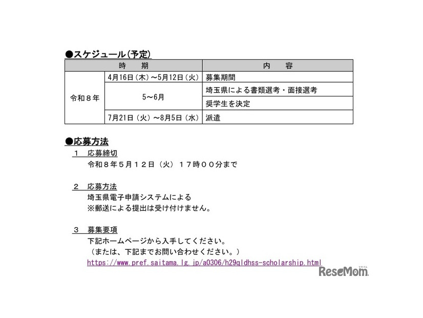 スケジュールと応募方法
