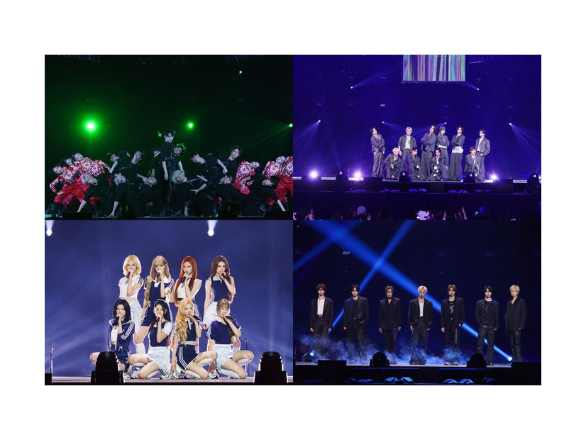 （左上から時計回りに）ソン・ハンビンのオープニングパフォーマンス、INI、ALPHA DRIVE ONE、Hearts2Hearts「KCON JAPAN 2026」（C）CJ ENM Co., Ltd, All Rights Reserved
