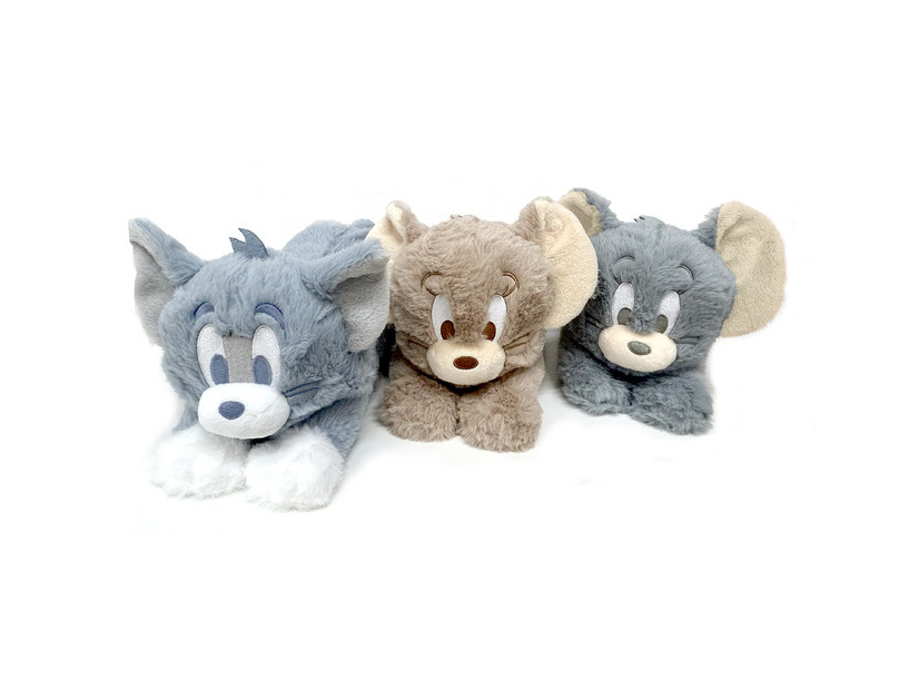 【限定】トムとジェリー85周年記念展 ねそべりぬいぐるみ（トム、ジェリー、タフィー）_トム3,850円(税込)・ジェリー、タフィー各3,630円(税込)