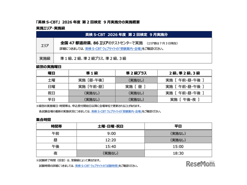 2026年度第2回「英検S-CBT」9月実施分の実施概要