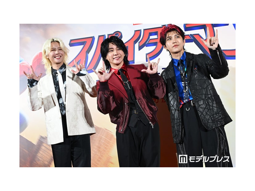 「スパイダーマン：ブランド・ニュー・デイ」ジャパンプレミアイベントに登壇した藤澤涼架、大森元貴、若井滉斗／Mrs. GREEN APPLE（C）モデルプレス