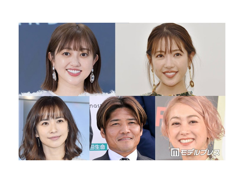 （上段左から時計回り）菊地亜美、舟山久美子、SHELLY、大久保嘉人、優木まおみ（C）モデルプレス
