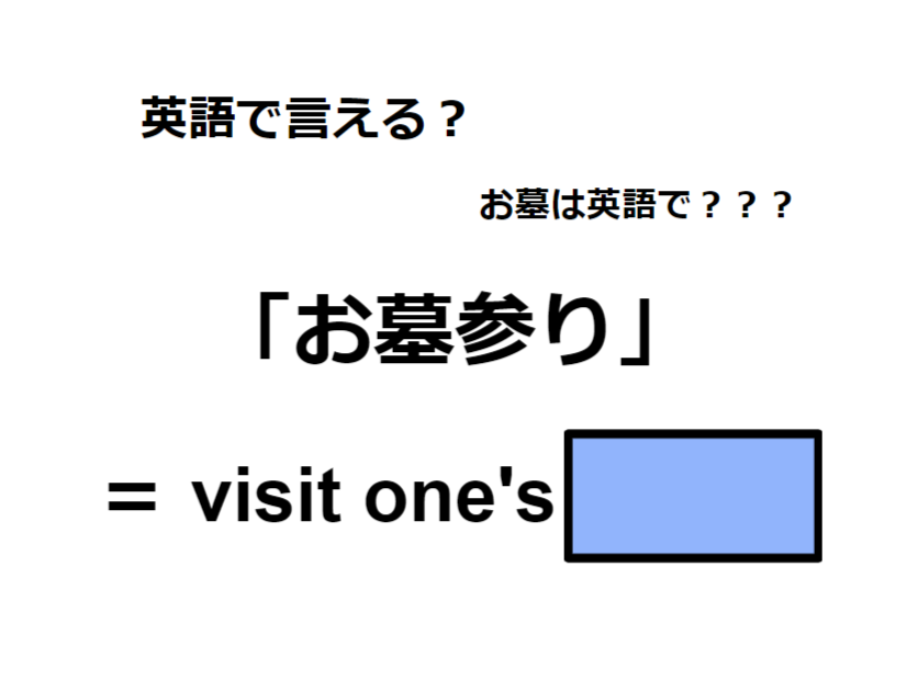 英語で「お墓参り」は何て言う？