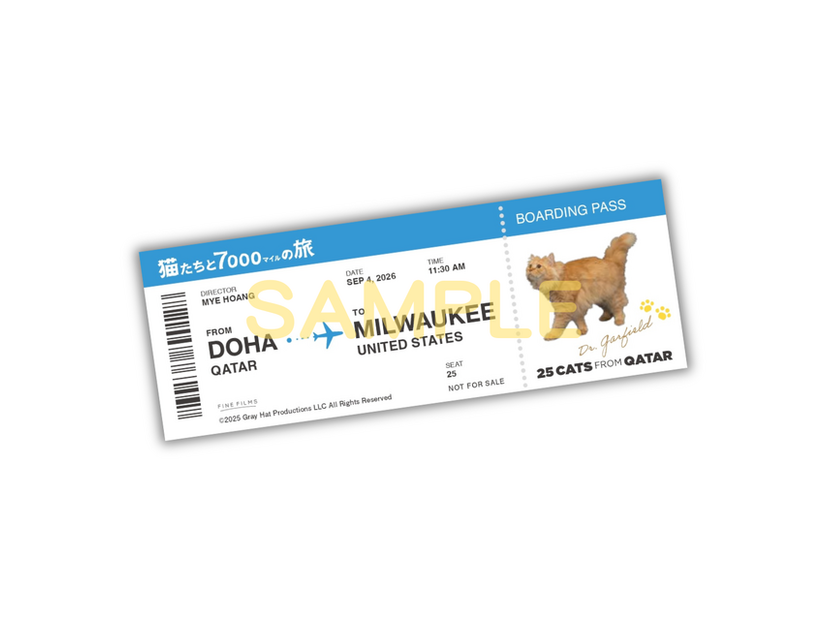 入場者プレゼント『猫たちと7000マイルの旅』©2025 Gray Hat Productions LLC All Rights Reserved