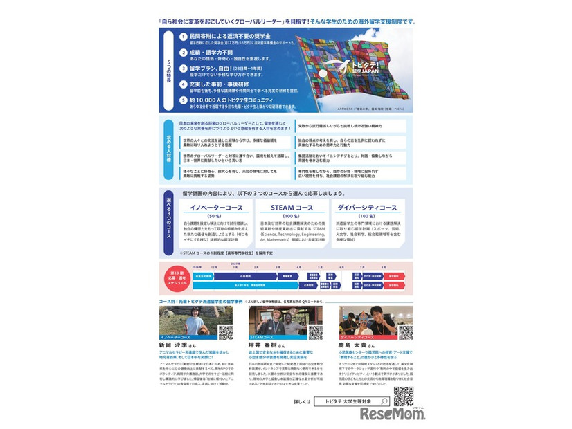 「トビタテ！留学JAPAN」募集チラシ（大学生等対象）
