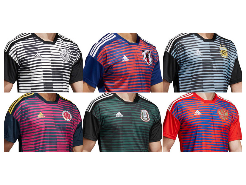 W杯出場6か国のadidas「プレマッチ・ジャージ」をまとめて見る