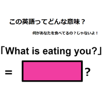 この英語ってどんな意味?「What is eating you? 」