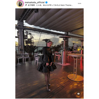 里田まい、美脚際立つブラックドレスSHOTにファンうっとり「まいちゃん綺麗」「本当に美脚」