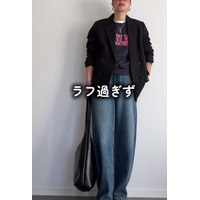 【GU】ジャケットで脱・普通！ロゴスウェットを品よく格上げする大人のデニム着こなし術【40代の毎日コーデ】