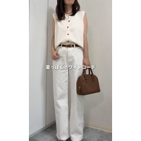 【GU】ボタンセーターが主役。爽やかさ満点の夏っぽホワイトスタイル【40代の毎日コーデ】