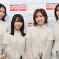 パフォーマンス後に取材に応じた櫻坂46（左から）山崎天、森田ひかる、松田里奈、藤吉夏鈴