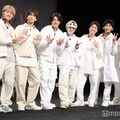 サプライズ登場したWEST.（左から）中間淳太、藤井流星、小瀧望、神山智洋、重岡大毅、濱田崇裕、桐山照史（C）モデルプレス