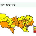 都内のインフルエンザ流行分布マップ