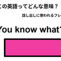 この英語ってどんな意味？「You know what」 画像