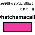 この英語ってどんな意味？「whatchamacallit」 画像