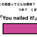 この英語ってどんな意味？「You nailed it!」