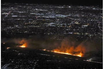 埼玉、利根川河川敷で火災 画像