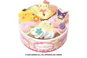 【サーティワン新作メニュー】「サンリオキャラクターズ パレット4」ハローキティやクロミ×花いっぱいのキュートなアイスケーキ 画像