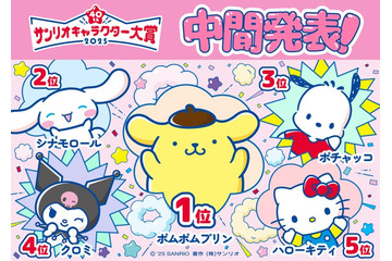 「2025年サンリオキャラクター大賞」中間順位発表 ポムポムプリンが首位キープ【TOP20一覧】 画像