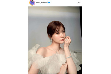 めるる、美デコルテを披露した上品ドレスSHOTにファンうっとり「美しい」「お姫様すぎる」 画像