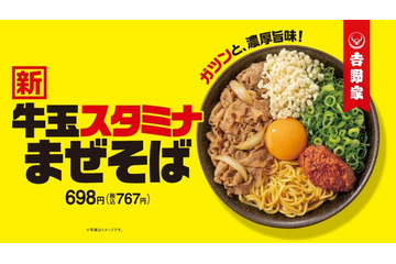 吉野家初の麺商品「牛玉スタミナまぜそば」7月4日より新登場 にんにくマシマシだれでピリ辛に“味変” 画像