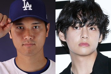 BTS・V、ドジャース始球式で大谷翔平選手とハグ＆記念撮影「スーパースターの共演」「背番号に感激」と注目集まる 画像