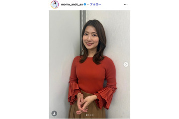 テレ朝・安藤萌々アナ、オフショルニット姿に絶賛の声「上品で華やか」「知的な美しさ」 画像