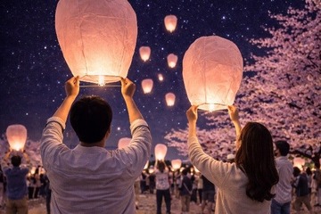 大阪の春を満喫！「扇町桜まつり」夜空が桜色に染まるランタンや利き酒を楽しむ3日間 画像