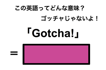 この英語ってどんな意味？「Gotcha!」 画像