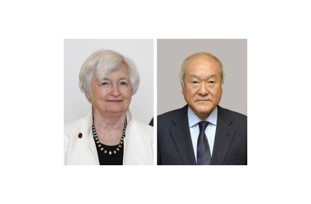 イエレン米財務長官（ゲッティ＝共同）、鈴木俊一財務相
