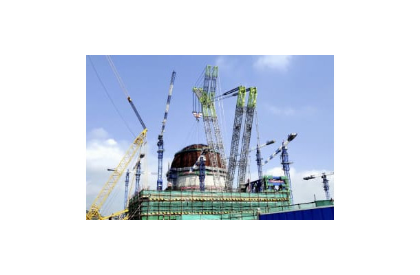 建設中の中国福建省ショウ州原発＝8月（CNS＝共同）