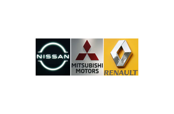 （左から）日産自動車、三菱自動車、ルノーのロゴマーク