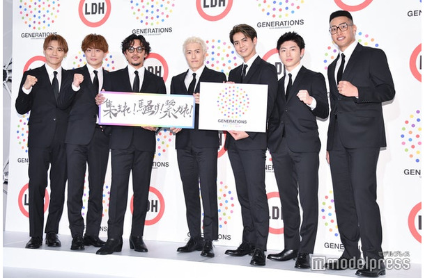 活動報告記者会見に出席したGENERATIONS from EXILE TRIBE／（左から）小森隼、白濱亜嵐、数原龍友、中務裕太、片寄涼太、佐野玲於、関口メンディー（C）モデルプレス