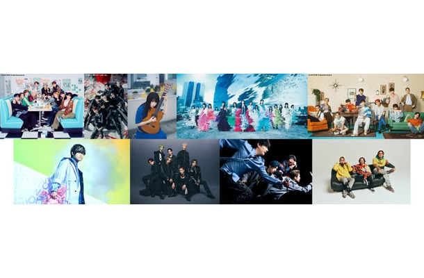 （上段左から）INI、ENHYPEN、Kyrie、櫻坂46、JO1（下段左から）Tani Yuuki、 BE:FIRST、flumpool、WANIMA（提供写真）
