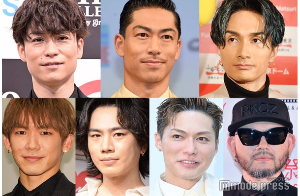 （上段左から）EXILE TETSUYA、EXILE AKIRA、橘ケンチ（下段左から）EXILE NAOTO、OMI、EXILE SHOKICHI、DJ DARUMA（C）モデルプレス