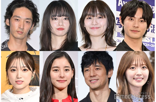 （上段左から）上杉柊平、山本舞香、浅川梨奈、前田拳太郎（下段左から）矢吹奈子、新木優子、西島秀俊、鈴木愛理（C）モデルプレス